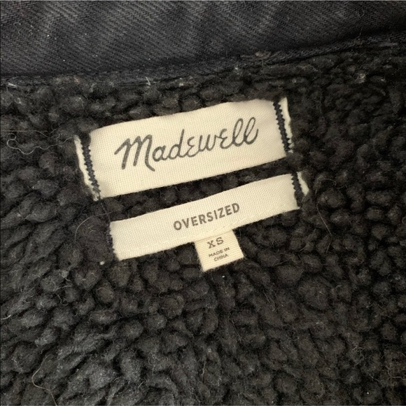 Madewell Black Oversized Sherpa Lined Denim Jacket - Picture 6 of 9